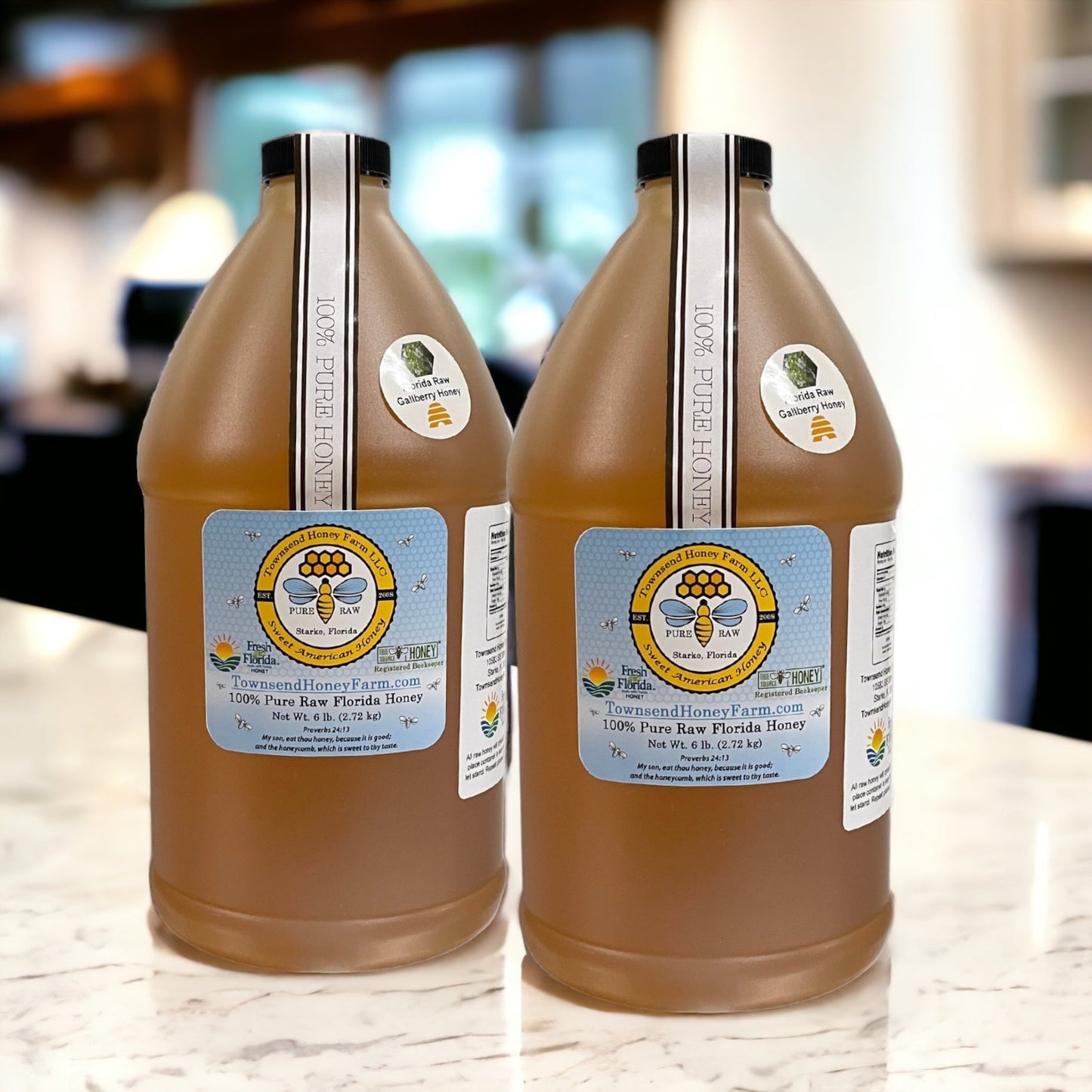 Florida Pure Raw Gallberry Honey - 1 Gallon - Townsend Honey Farm LLC