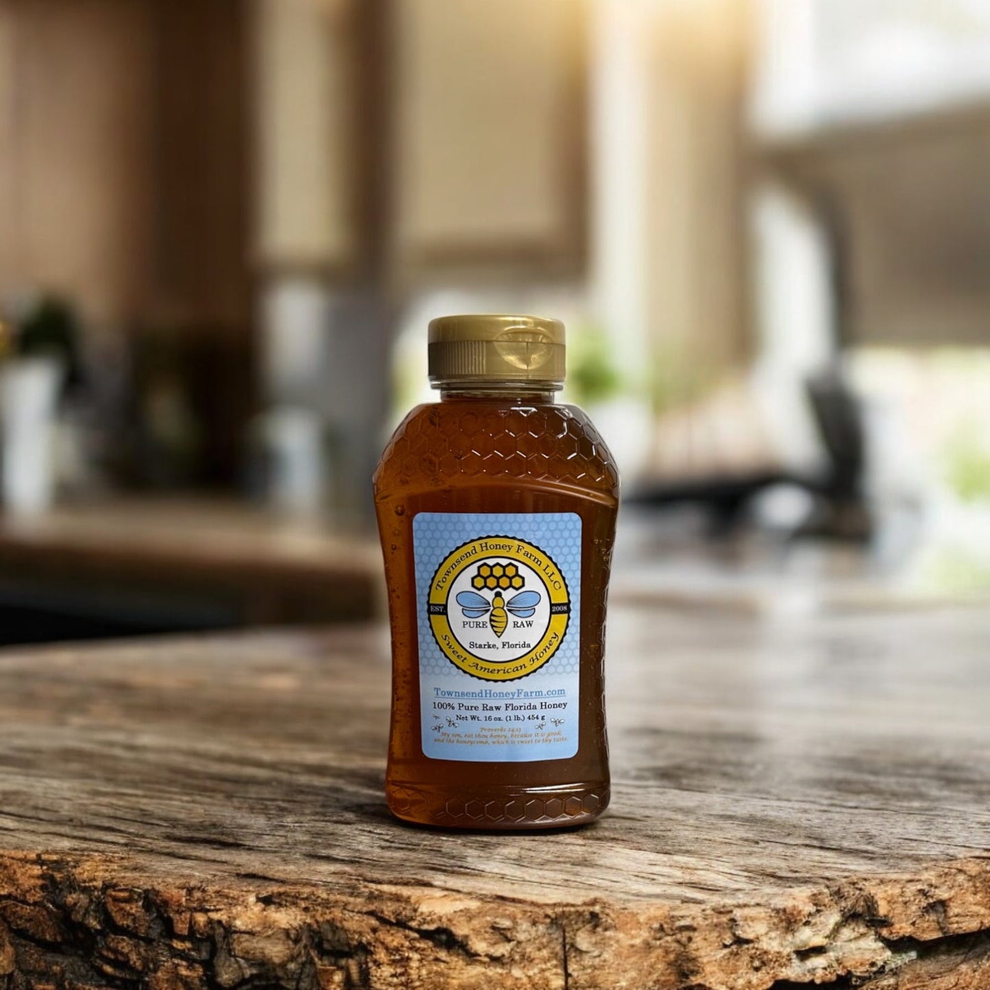 Florida Pure Raw Wildflower Honey - 1 lb Squeeze Bottle - Townsend Honey Farm LLC