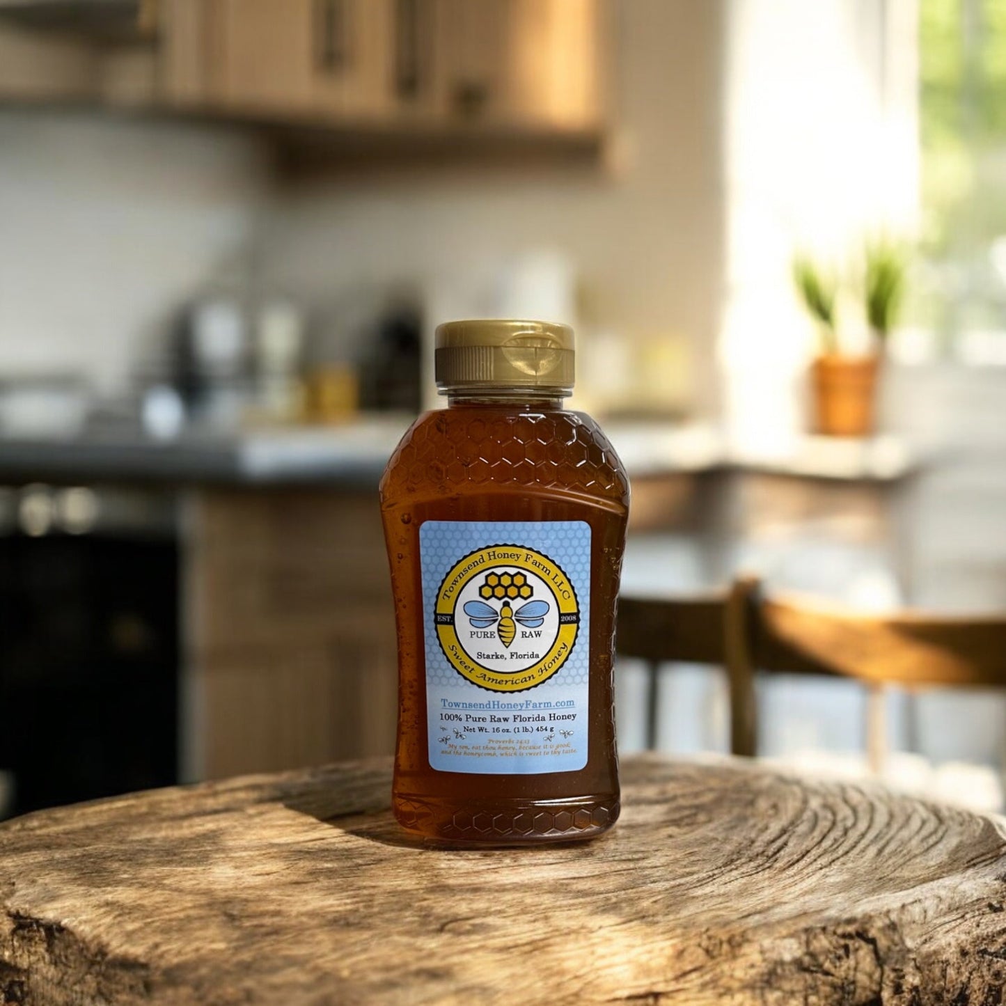 Florida Pure Raw Brazilian Peppertree Honey - 1 lb Squeeze Bottle - Townsend Honey Farm LLC