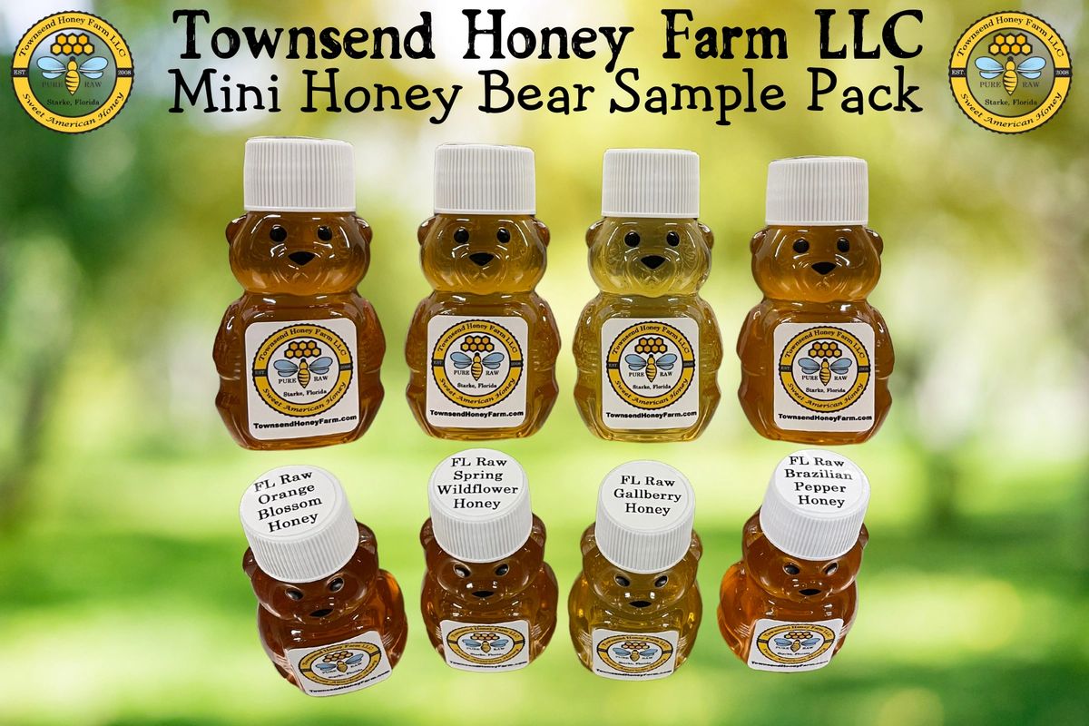 Mini Florida Honey Sample Set – (4) Adorable 2 oz Baby Honey Bears - Townsend Honey Farm LLC