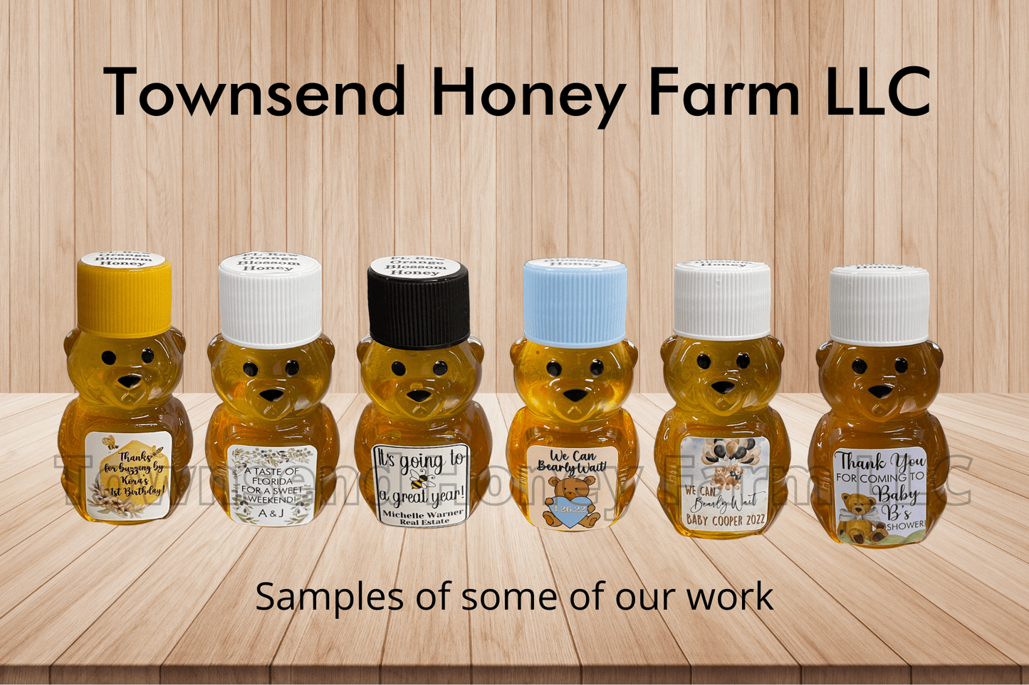 Pure Florida Raw Honey Mini Bears – Set of 100 (2 oz each) - Townsend Honey Farm LLC