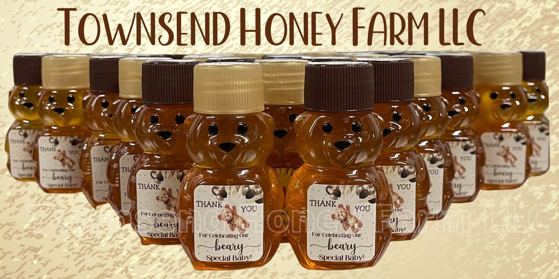 Pure Florida Raw Honey Mini Bears – Set of 100 (2 oz each) - Townsend Honey Farm LLC