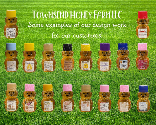 Pure Florida Raw Honey Mini Bears – Set of 100 (2 oz each) - Townsend Honey Farm LLC