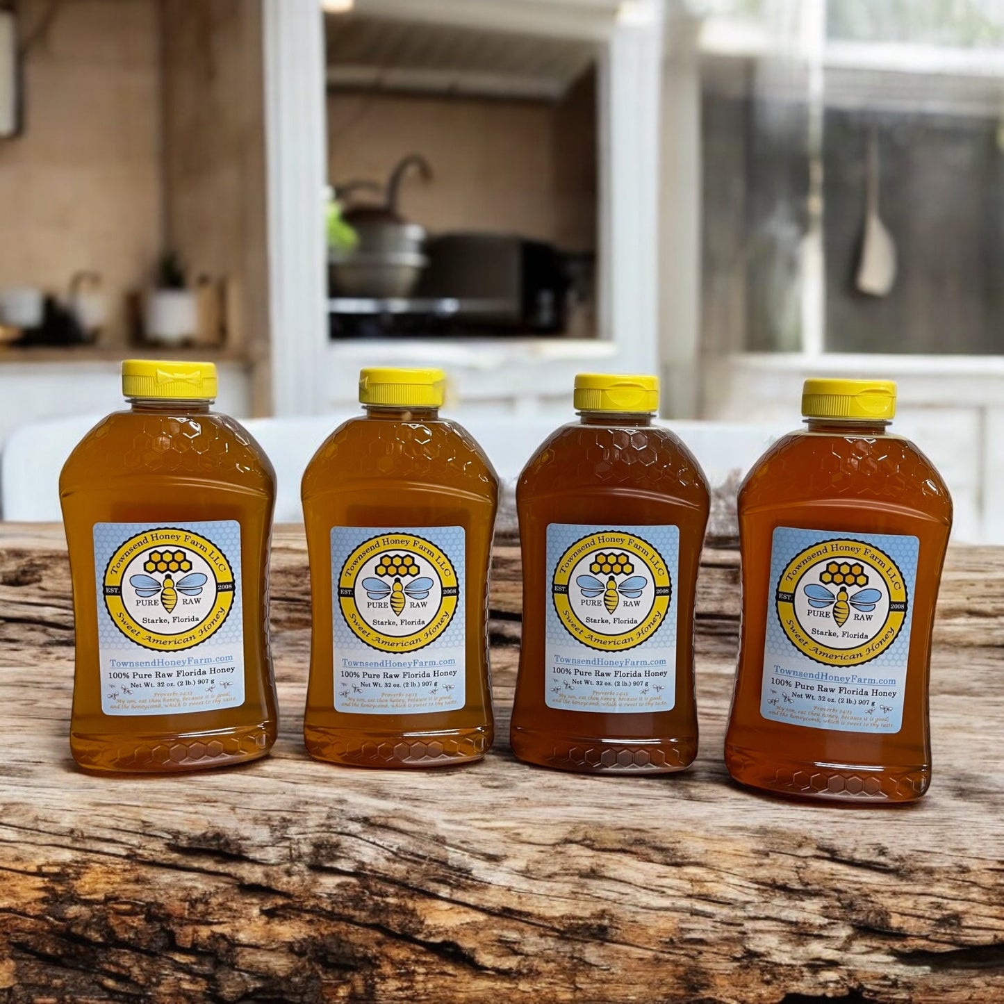 Pure Raw Florida Honey Variety Sampler Pack – (4) 2 lb Bottles - Townsend Honey Farm LLC