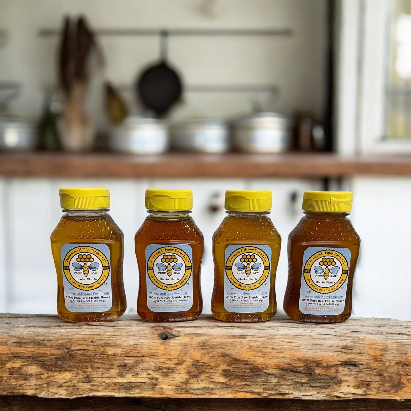 Pure Raw Florida Honey Variety Sampler Pack – (4) 8 oz Bottles - Townsend Honey Farm LLC